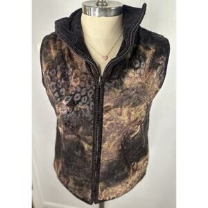 Vintage Leopard Print Furry Suede Like Vest Size Petite Large Lisa International